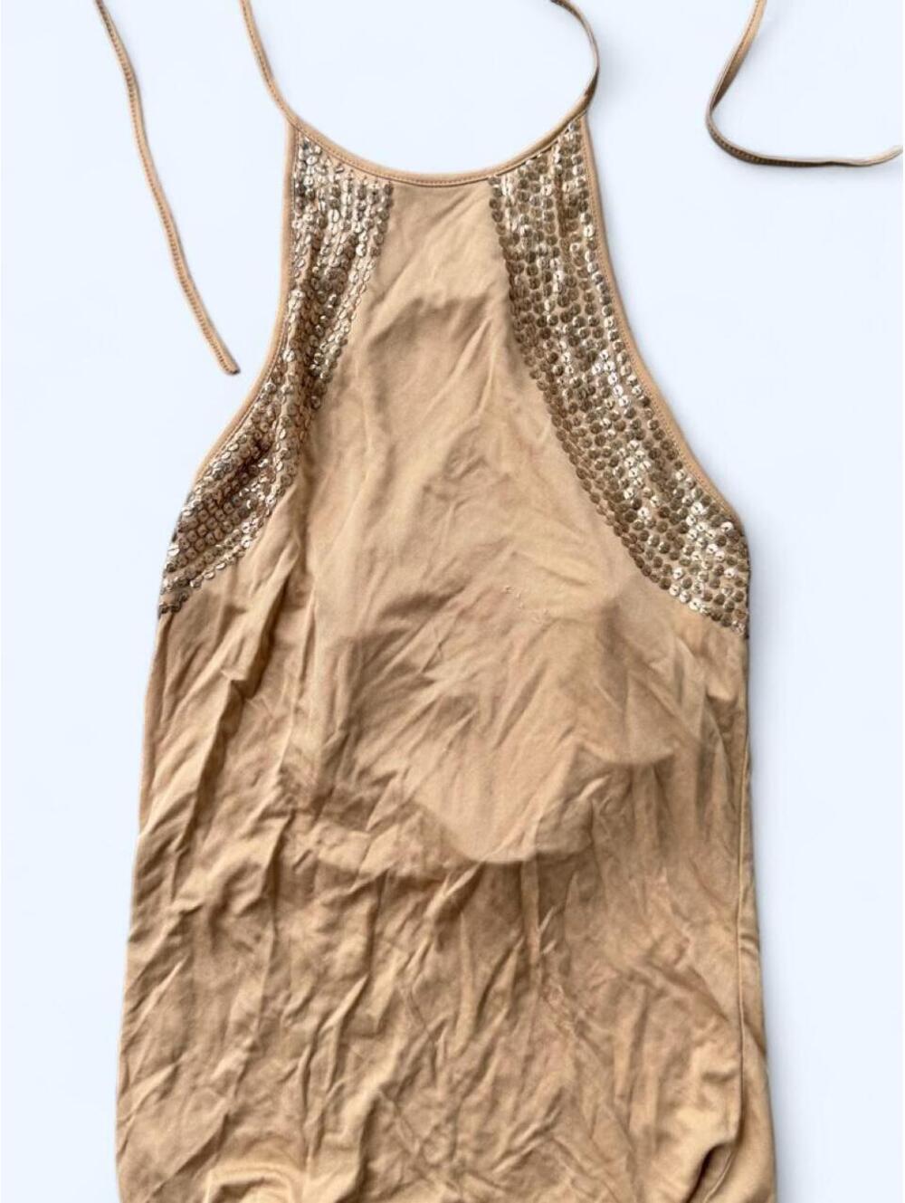THE LIMITED Women's Tan and Gold Crop-top